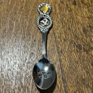 Vintage Washington State Silver Tone Gold Bird Charm Souvenir Spoon Japan